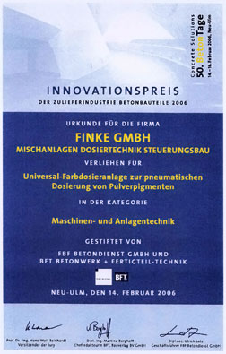 Innovationspreis Urkunde